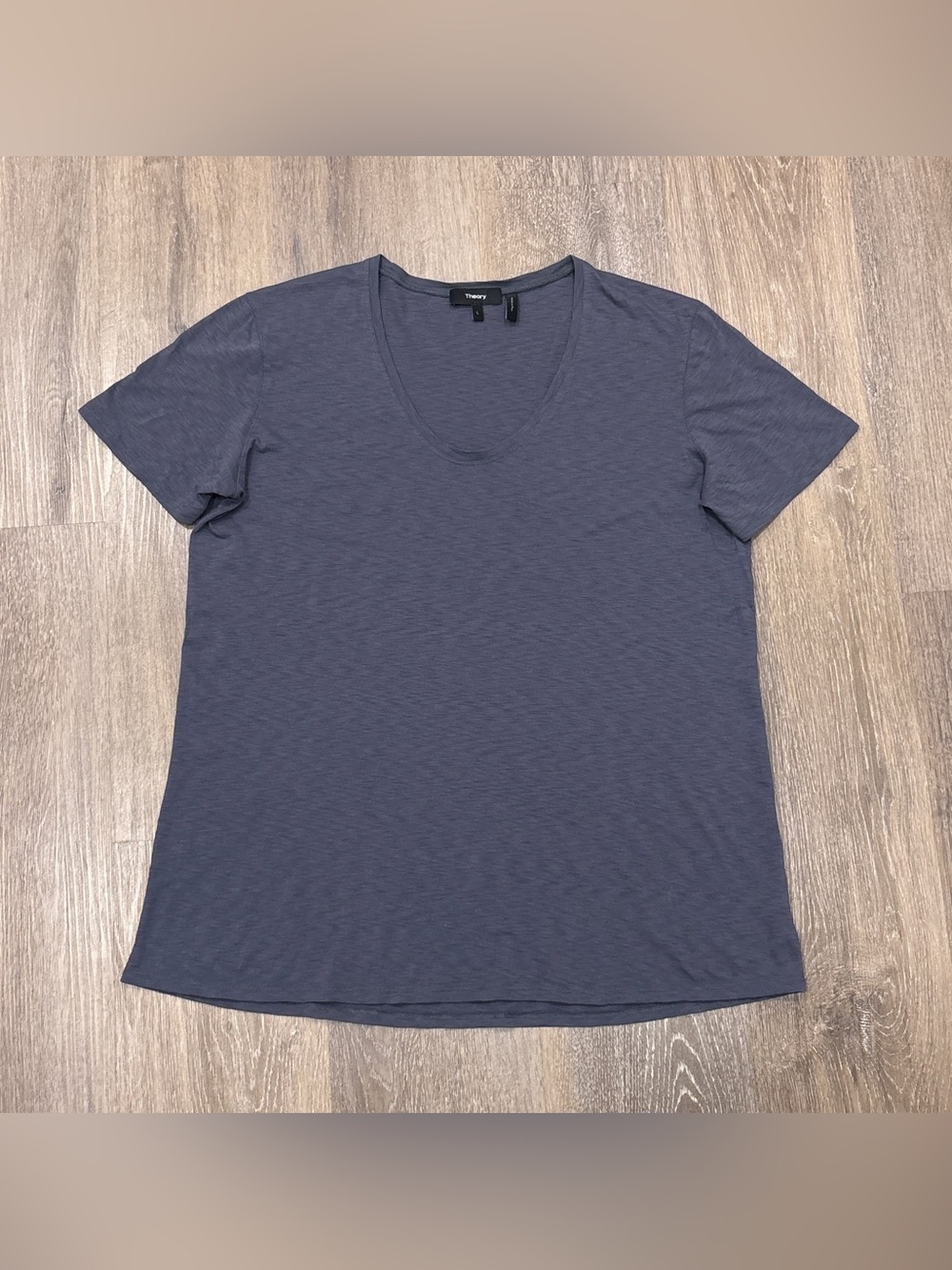 Theory Pinati Sorena Pima Cotton Slub Tee Scoop Neck Minimalist L